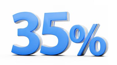 Beyaz Arkaplanda Metalik Işıltılı% 35 İşaret 3D Görüntü