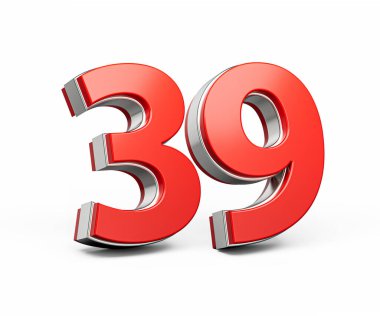 Kalın Kırmızı 39 numara Metalik Arkaplan 3D Görüntü