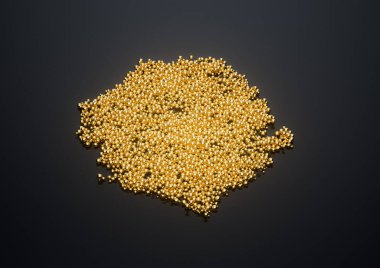 Sierra Leone Haritası Yüksek Kaliteli Altın Parlak Metalik Boncuklar veya Taşak 3D İllüstrasyon