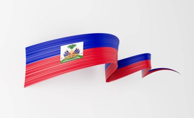 Haiti 'nin 3d Bayrağı 3d Dalgalı Parlak Haiti Kurdelesi Beyaz Arkaplanda İzole Edildi 3d Görüntü