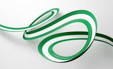 3d Nijerya Bayrağı 3d Parlak Dalgalı Nijerya Bayrakları Beyaz Arkaplanda 3d Görüntü