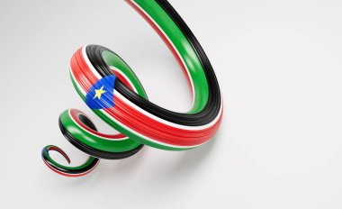 3d Güney Sudan Bayrağı 3d Sarmal Sarmal Parlak Güney Sudan Beyaz Arkaplan Bayrakları 3d Görüntü