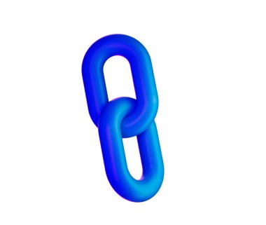 3D Mavi zincir halka simgesi, parlak bir bitiş ile bağlantı ve birliği sembolize ediyor. 3d illüstrasyon