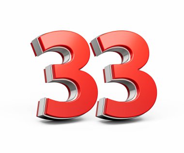 Kalın Kırmızı 33 numara Metalik Arkaplan 3D Görüntü