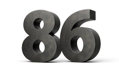 Seksen altı numara 86 basamaklı gri döküm demiri beyaz arka planda izole edilmiş 3D görüntü