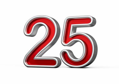 Canlı kırmızı 25 numara Metalik Işıltılı ve kıvrımlı kenarlı, 3D Görüntü