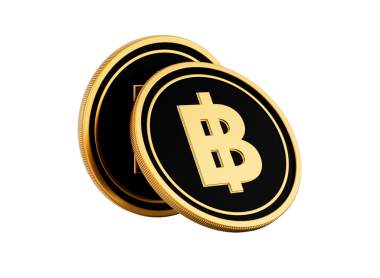 Parlak Altın ve Siyah İki Yuvarlak Tayland Baht Bozuklukları 3D Görüntü