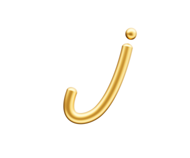 3d Altın Parlak Küçük Harf j Alfabesi j Yuvarlak Şişirilebilir Yazı Tipi 3d Görüntü