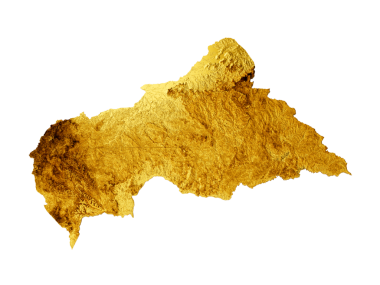 Orta Afrika Haritası Altın Metal Renk Yüksekliği Haritası 3D illüstrasyon
