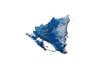 3d Derin Mavi Su Nikaragua Haritası Gölgeli Doku Haritası 3d İllüstrasyon