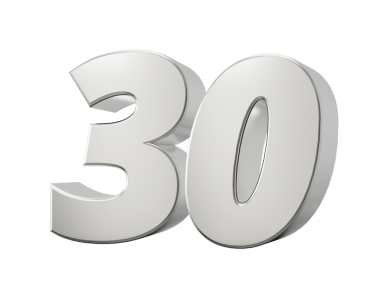 Gümüş 3D numara 30 30. 3d illüstrasyon