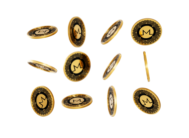 3D Düşen Altın ve Siyah Kripto Birimi Monero Yuvarlak Paralar 3D Görüntü