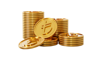 3d Altın Türk Lirası Yığını Parlak Yuvarlak Paralar 3d Resim