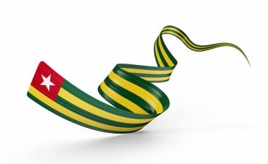 Togo 'nun 3d Bayrağı Parlayan Togo Kurdelesi Beyaz Arkaplanda İzole Edildi 3d Görüntü