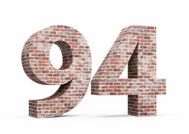 Doksan dört numara 94 basamak Eski Grunge Tuğla Doku Duvarı 3D Görüntü
