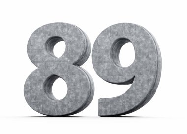 Beton Numarası 89 89. Gri Beton Taştan Yapım Beyaz Arkaplan 3D Görüntü