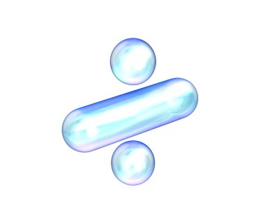 Mavi ve beyaz gradyanı, yumuşak yansımaları ve derinliği olan 3 boyutlu parlak bölme sembolü. 3B Görüntü