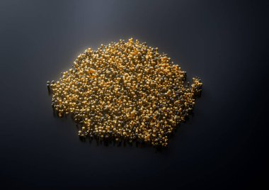 Sierra Leone Haritası Yüksek Kaliteli Altın Metalik Bakır Sütunlar 3D İllüstrasyon