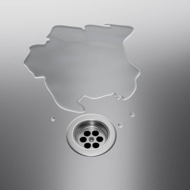 Su Haritasını Atık Metal Lavabo ile Adlandırın Suyu Koruyun. 3B Görüntü