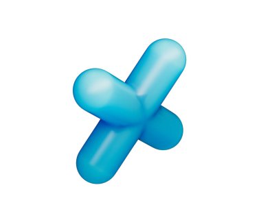 Pürüzsüz, mat mavisi kaplamalı ve yumuşak ışıklandırmalı parlak bir çarpma sembolü. 3d illüstrasyon