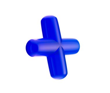 3 boyutlu mavi artı işareti, parlak, eğimli, pürüzsüz kenarlı, yuvarlak kenarlı. 3B Görüntü