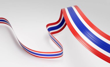 3 d Tayland Bayrağı 3 d Tayland Parlak Dalgalı Tayland Bayrakları Beyaz Arkaplanda 3d Görüntü