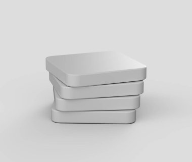 Modern tarzda simetrik olarak sıralanmış pürüzsüz, beyaz kare bloklar yığını. 3d illüstrasyon