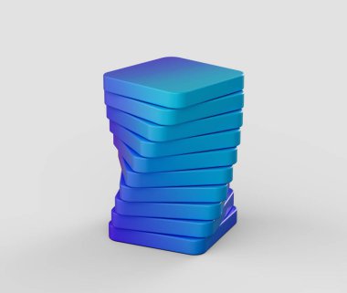 Bir yığın beyaz dikdörtgen blok, biraz çarpık bir şekilde sıralanmış. 3B Görüntü