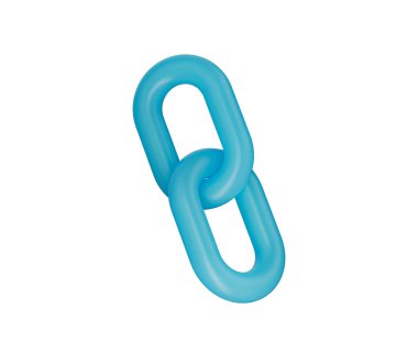 3D Mavi zincir halka simgesi, parlak bir bitiş ile bağlantı ve birliği sembolize ediyor. 3d illüstrasyon