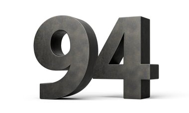 Doksan dört numara 94 basamak Gri Yapımlı Demir döküm Beyaz Arkaplan 3D Görüntü