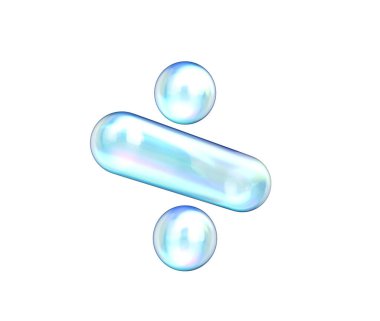 Mavi ve beyaz gradyanı, yumuşak yansımaları ve derinliği olan 3 boyutlu parlak bölme sembolü. 3B Görüntü