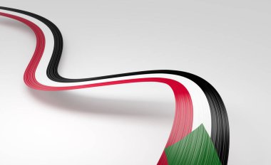 Sudan 'ın 3d Bayrağı 3d Dalgalı Parlak Sudan Kurdelesi Beyaz Arkaplanda 3d Görüntü