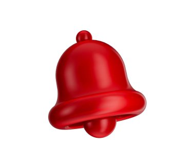 3 boyutlu kırmızı çan simgesi, parlak, pürüzsüz bir son ve içinde bir alkış. 3B Görüntü.