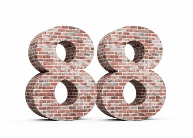 Seksen sekiz numara. Eski Grunge desenli üç boyutlu resimden yapılmış 88 basamak.