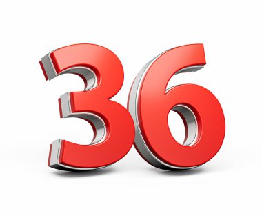 Kalın Kırmızı 36 numara Metalik Arkaplan 3D Görüntü