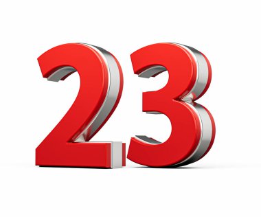 Kalın Kırmızı 23 numara Metalik Arkaplanda 3 boyutlu Görüntü