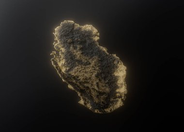 Katar Haritası Altın Metalik Doku Haritası Altın Rezervleri ve Altın Madencilik Konsepti 3B İllüstrasyon