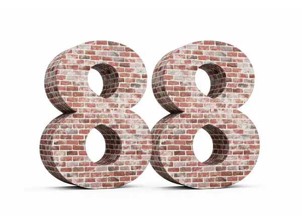 Seksen sekiz numara. Eski Grunge desenli üç boyutlu resimden yapılmış 88 basamak.