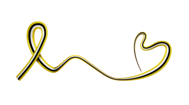 Kalp şeklinde Brunei bayrağı kurdelesi 3 boyutlu illüstrasyon