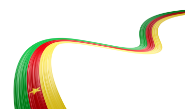 3D Kamerun Bayrağı 3d Dalgalı Parlak Kamerun Kurdelesi, 3D Görüntü