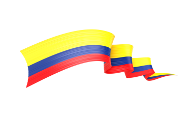 Kolombiya 'nın 3d Bayrağı 3d Parlak Dalgalı Sallanan Kurdele 3d Görüntü