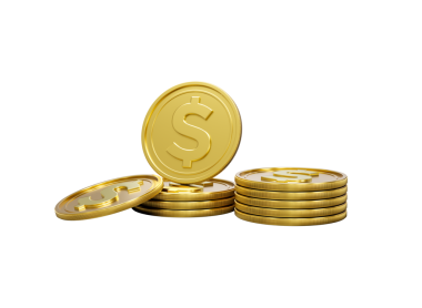 3D ABD Doları Yığını Parlak Yuvarlak Paralar Yığını 3D İllüstrasyon