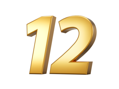 Altın metalik numara 12 12, 3 boyutlu illüstrasyon