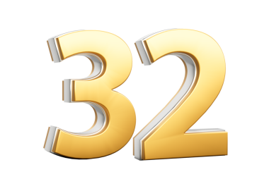 3D Altın Parlak 32 numara. 32 numara. Gümüş Dış görünüşlü 32 numara.