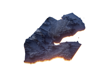 Aydınlatılmış Cibuti Veri Haritası Coğrafi Özellikleri Vurgulama Neon Işığı 3B Görüntü