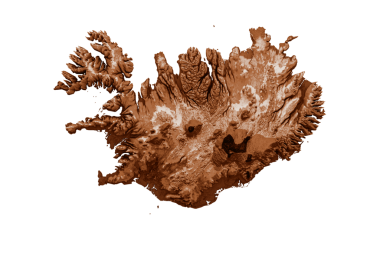 İzlanda haritası eski stil, kahverengi grafikler eski tarz Vintage stilinde. Yüksek detaylı 3d illüstrasyon