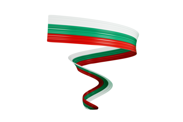 Bulgaria flag, 3d illustration on a Green