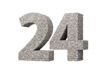 24 Numara. Kaya parçalarından ya da Gravels 3D Illustration 'dan yapılmış 24 Rakam.