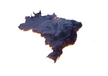 Aydınlatılmış Brezilya Veri Haritası Coğrafi Özellikleri Vurguluyor Neon Işıklı 3B Görüntü