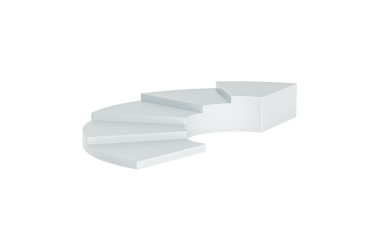 Pürüzsüz kıvrımlı tasarımı olan modern merdiven, mimari kavramlar için mükemmel, 3D çizim